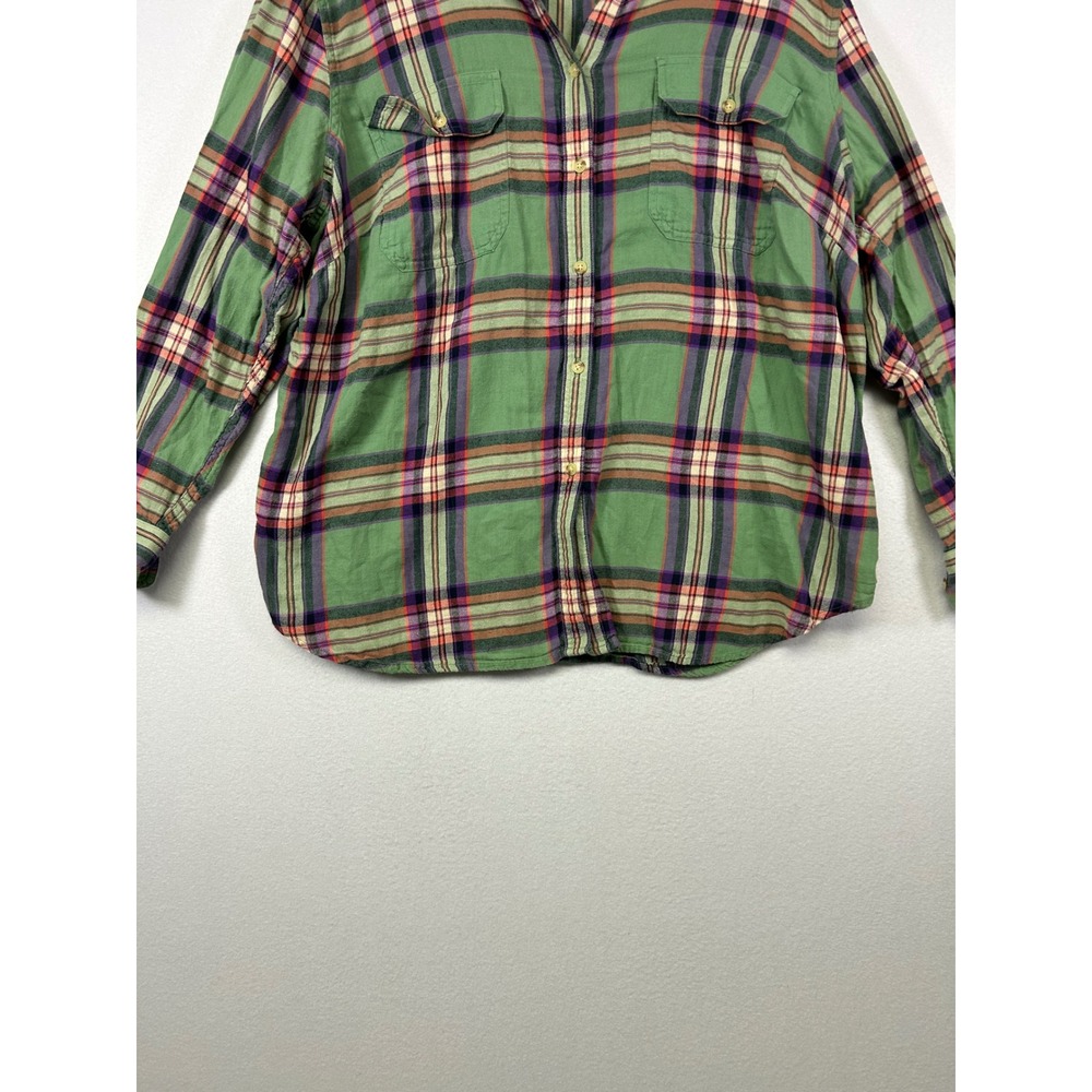 Cabincore Chaps Womens 3X Green Plaid Cotton‎ Long Sleeve Button Down Shirt - Picture 5 of 9